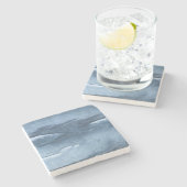 Dunkelblaue Wasserfarbe Steinuntersetzer (Seitenansicht)