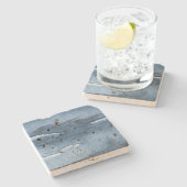 Dunkelblaue Wasserfarbe Steinuntersetzer (Seitenansicht)