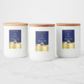 Dunkelblaue Wavy Gold Logo Monogram Product Label Lebensmitteletikett (Flaschen)