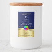 Dunkelblaue Wavy Gold Logo Monogram Product Label Lebensmitteletikett (Vorderseite)