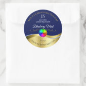 Dunkelblaue Wavy Gold Logo Monogram Product Label Runder Aufkleber (Tasche)