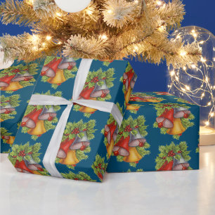 Dunkelblaue Weihnachtsglocken Wrapping Paper Geschenkpapier