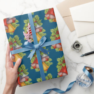 Dunkelblaue Weihnachtsglocken Wrapping Paper Geschenkpapier