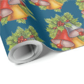 Dunkelblaue Weihnachtsglocken Wrapping Paper Geschenkpapier (Rolleneckpunkt)