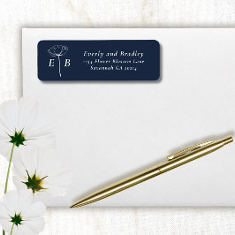 Dunkelblaue weiße Monogramm-Blumenakzent-Adresse