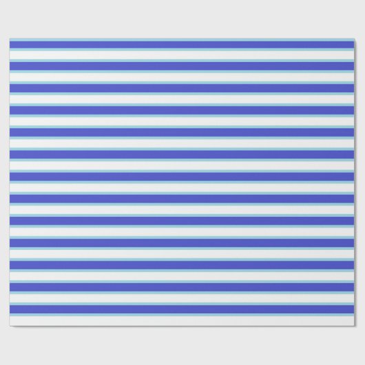 Dunkelblaue, weiße und blaue Pastellstreifen Geschenkpapier (Flach)