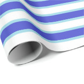 Dunkelblaue, weiße und blaue Pastellstreifen Geschenkpapier (Rolleneckpunkt)