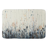 Dunkelblaue Wildblumen Orange Cream Wavy Lines Badematte (Vorderseite)