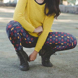 Dunkelblaue Xmas-Bäume Weihnachts-Pyjama-Hosen Leggings