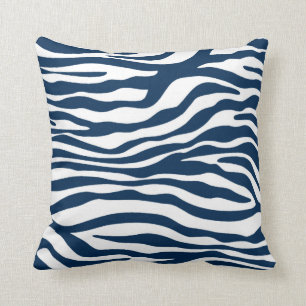 Dunkelblaue Zebrastreifen-Mittternachtsblau Kissen