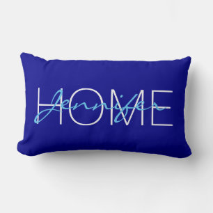 Dunkelblaue Zuhause-Monogramm Lendenkissen