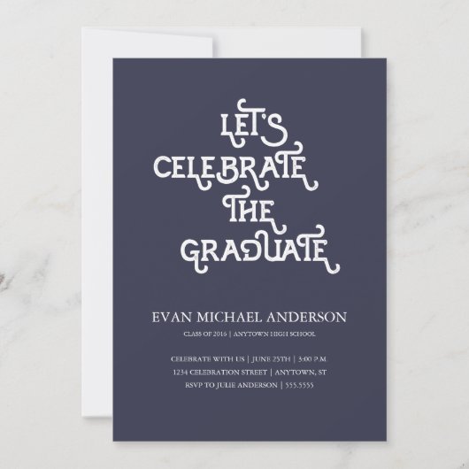 Dunkelblauer Abschluss rustikaler Typ Einladung (Vorderseite)