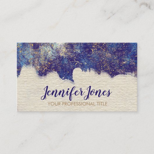 Dunkelblauer Aquarell-und GoldSchmutz Visitenkarte (Vorderseite)