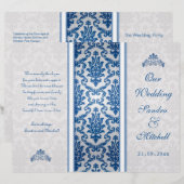 Dunkelblauer Damast auf dem Silberhochzeitsprogram (Vorne/Hinten)