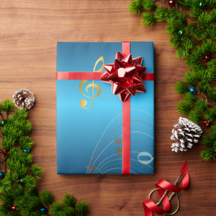 Dunkelblauer eleganter Musiknotenverlauf Geschenkpapier