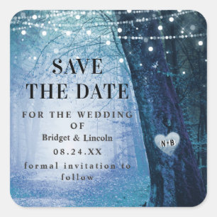 Dunkelblauer Evermore verzauberter Wald Save the D Quadratischer Aufkleber