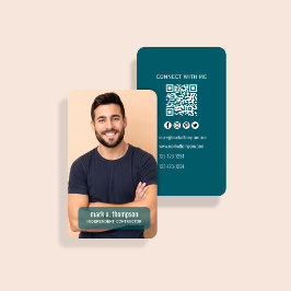 Dunkelblauer Foto-QR-Code: Verbinde dich mit mir Visitenkarte