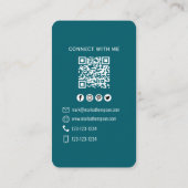 Dunkelblauer Foto-QR-Code: Verbinde dich mit mir Visitenkarte (Rückseite)