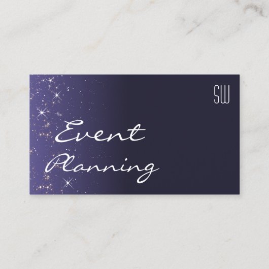 Dunkelblauer funkelnder Glitzer Sterne mit Initial Visitenkarte (Vorderseite)
