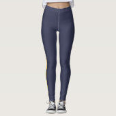 Dunkelblauer Gelber Streifen Leggings (Vorderseite)