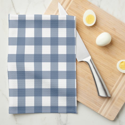 Dunkelblauer Gingham Geschirrtuch (Viertel Falte)