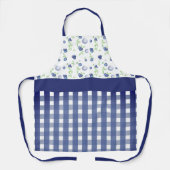 Dunkelblauer Gingham und Blaubeeren Schürze (Vorderseite)