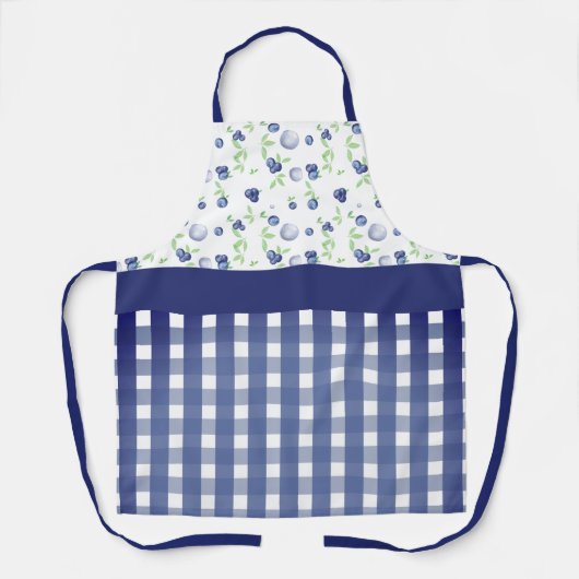 Dunkelblauer Gingham und Blaubeeren Schürze (Vorderseite)