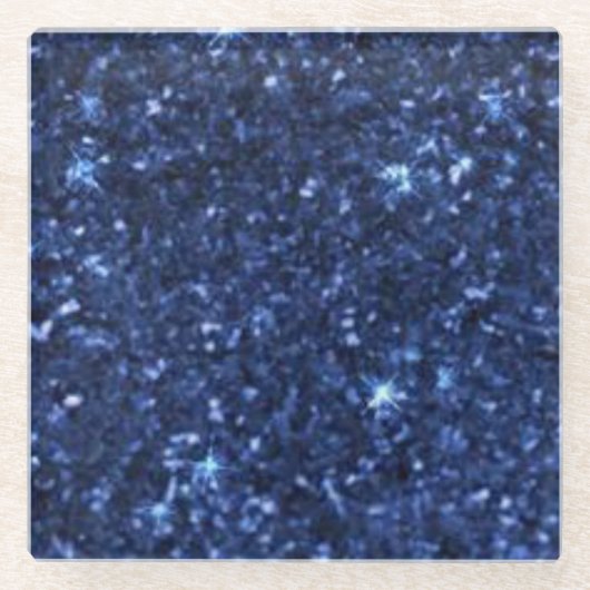 dunkelblauer Glitzer Glasuntersetzer (Vorderseite)