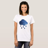 Dunkelblauer Glitzer Glitzern funkelnd Regenwolke T-Shirt (Vorne ganz)