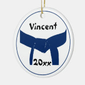 Dunkelblauer Gürtel für Kampfkunst Keramikornament (Links)