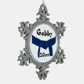 Dunkelblauer Gürtel für Kampfkunst Schneeflocken Zinn-Ornament (Links)