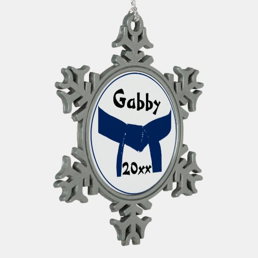 Dunkelblauer Gürtel für Kampfkunst Schneeflocken Zinn-Ornament (Links)