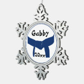 Dunkelblauer Gürtel für Kampfkunst Schneeflocken Zinn-Ornament (Rechts)