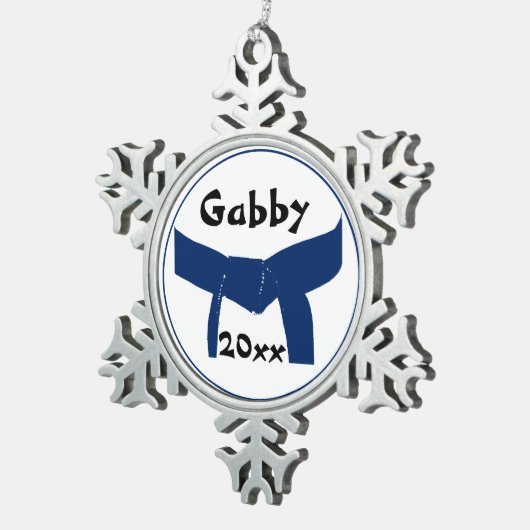 Dunkelblauer Gürtel für Kampfkunst Schneeflocken Zinn-Ornament (Rechts)