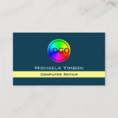 Dunkelblauer hellgelber Chic mit Beruflichem Logo Visitenkarte (Vorderseite)