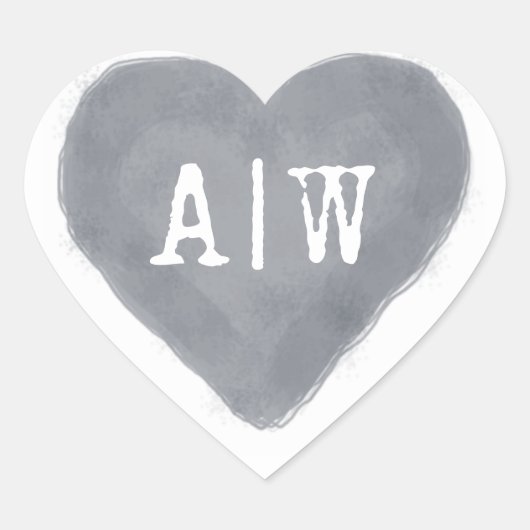 Dunkelblauer Herz-Monogramm-Hochzeitstich-Umschlag Herz-Aufkleber (Vorderseite)