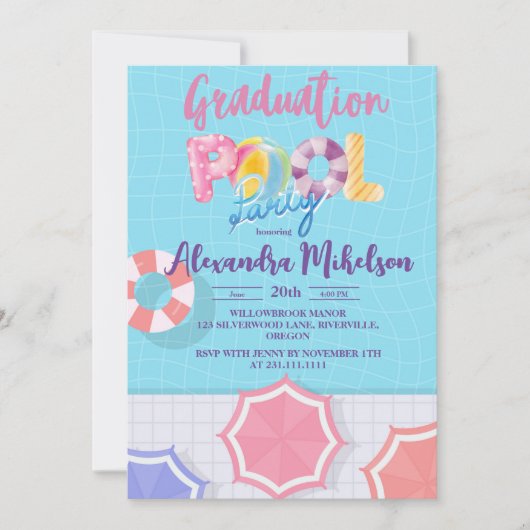 Dunkelblauer Hintergrund der Party-Graduierungspar Einladung (Vorderseite)