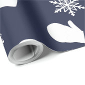 Dunkelblauer Holiday Mitten und Weihnachtslieder Geschenkpapier (Rolleneckpunkt)