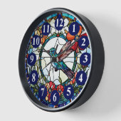 Dunkelblauer Hummingvogel - Glass-Bird-Uhr Uhr (Winkel)