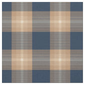 Dunkelblauer Kaffee Tan Brown Tartan Squares Muste Stoff (Nahaufnahme)