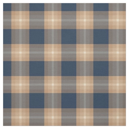 Dunkelblauer Kaffee Tan Brown Tartan Squares Muste Stoff (Muster)