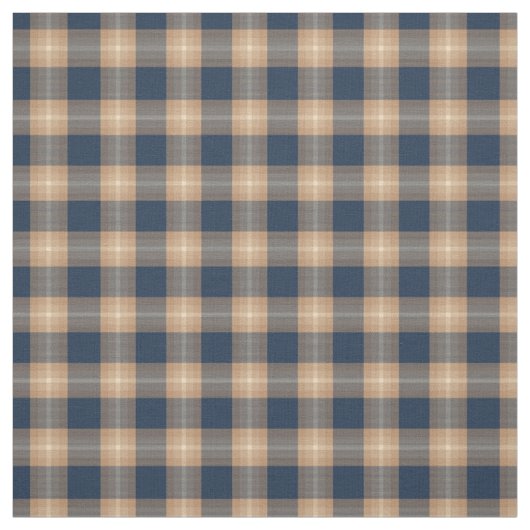 Dunkelblauer Kaffee Tan Brown Tartan Squares Muste Stoff (Muster)