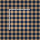 Dunkelblauer Kaffee Tan Brown Tartan Squares Muste Stoff (Kachel)