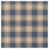 Dunkelblauer Kaffee Tan Brown Tartan Squares Muste Stoff (Nahaufnahme)