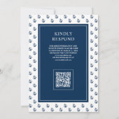 Dunkelblauer maritimer Anker-Seepferdchen-QR-Code- Einladung (Rückseite)