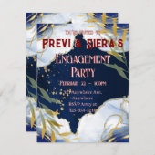 Dunkelblauer Marmor mit Gold Einladung (Vorne/Hinten)