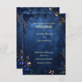 Dunkelblauer Marmorboden mit rustikalem Blumen Einladung (Vorne/Hinten)