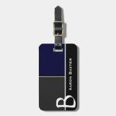 Dunkelblauer MasculineMonogrammed Gepäckanhänger (Vorderseite vertikal)