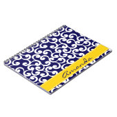 Dunkelblauer mit Monogramm Element-Druck Notizblock (Linke Seite)