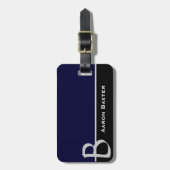 Dunkelblauer mit Monogramm kundenspezifischer Gepäckanhänger (Vorderseite vertikal)